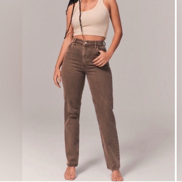 Abercrombie & Fitch Brown The 90’s Straight Jeans - Picture 1 of 3